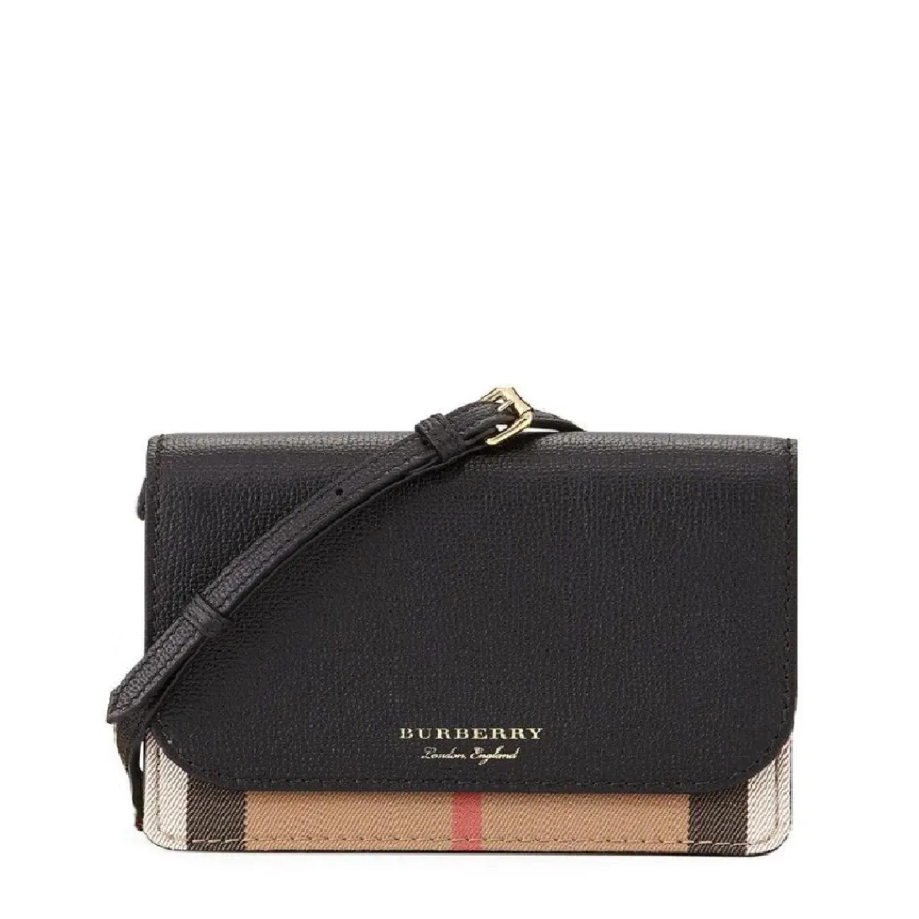 Hampshire House Check & Leather Crossbody Black