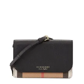 Hampshire House Check & Leather Crossbody Black