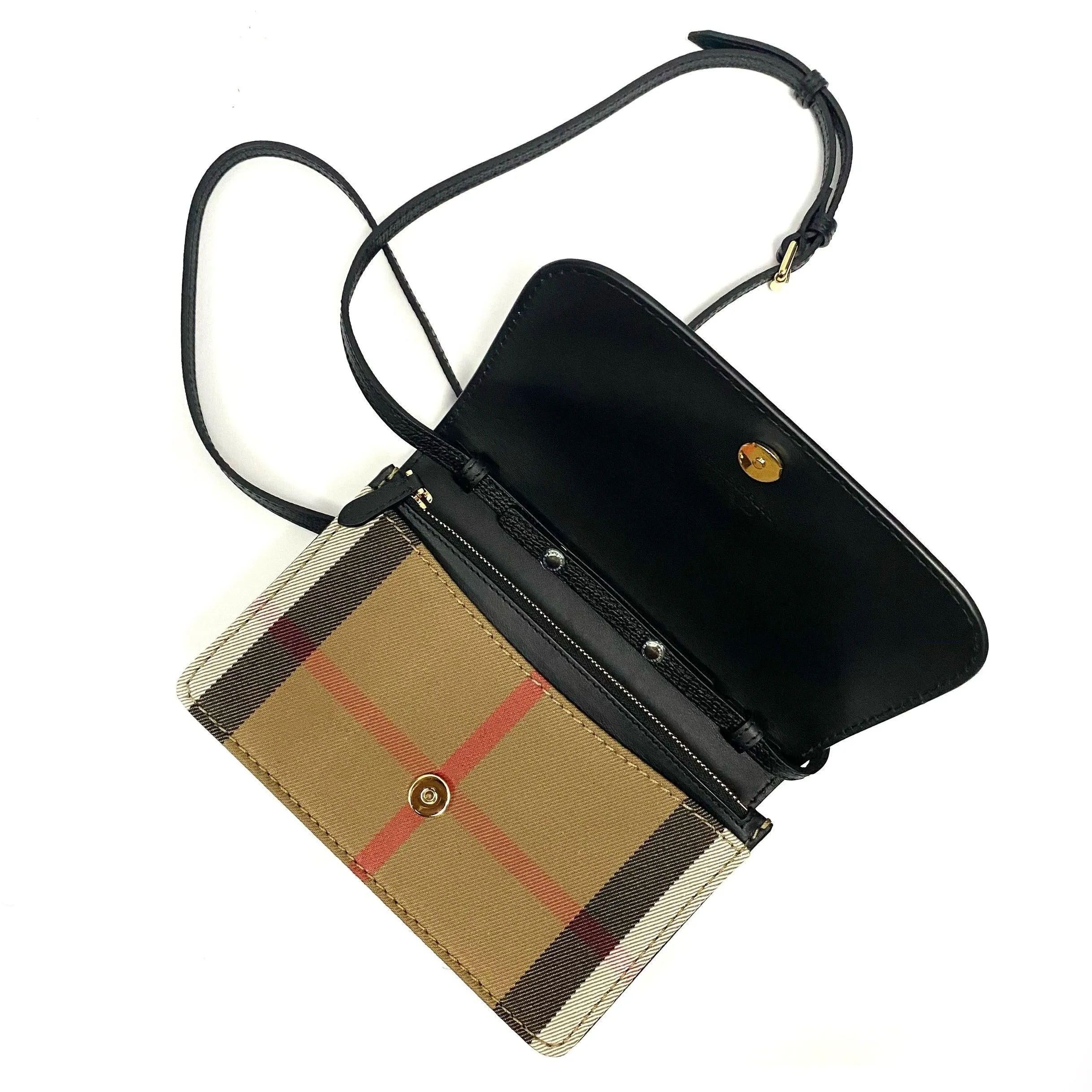 Hampshire House Check & Leather Crossbody Black