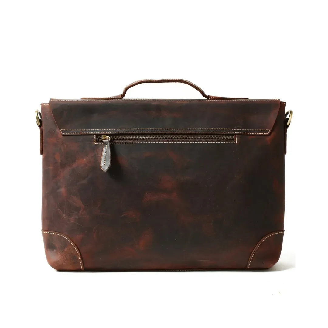 Handmade Vintage Distressed Leather Satchel Messenger Bag