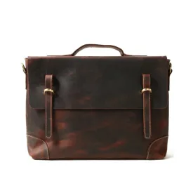 Handmade Vintage Distressed Leather Satchel Messenger Bag