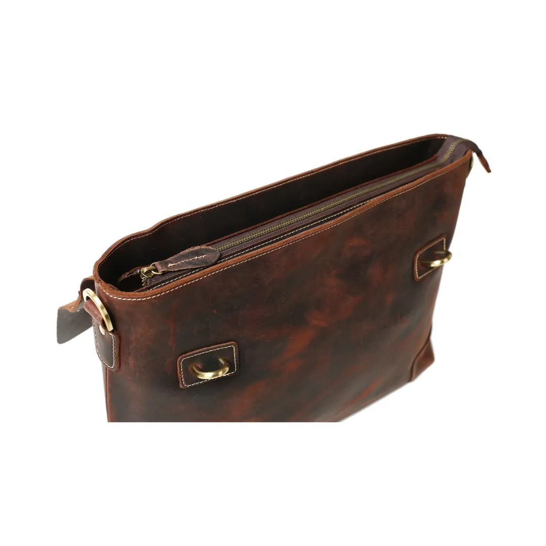 Handmade Vintage Distressed Leather Satchel Messenger Bag