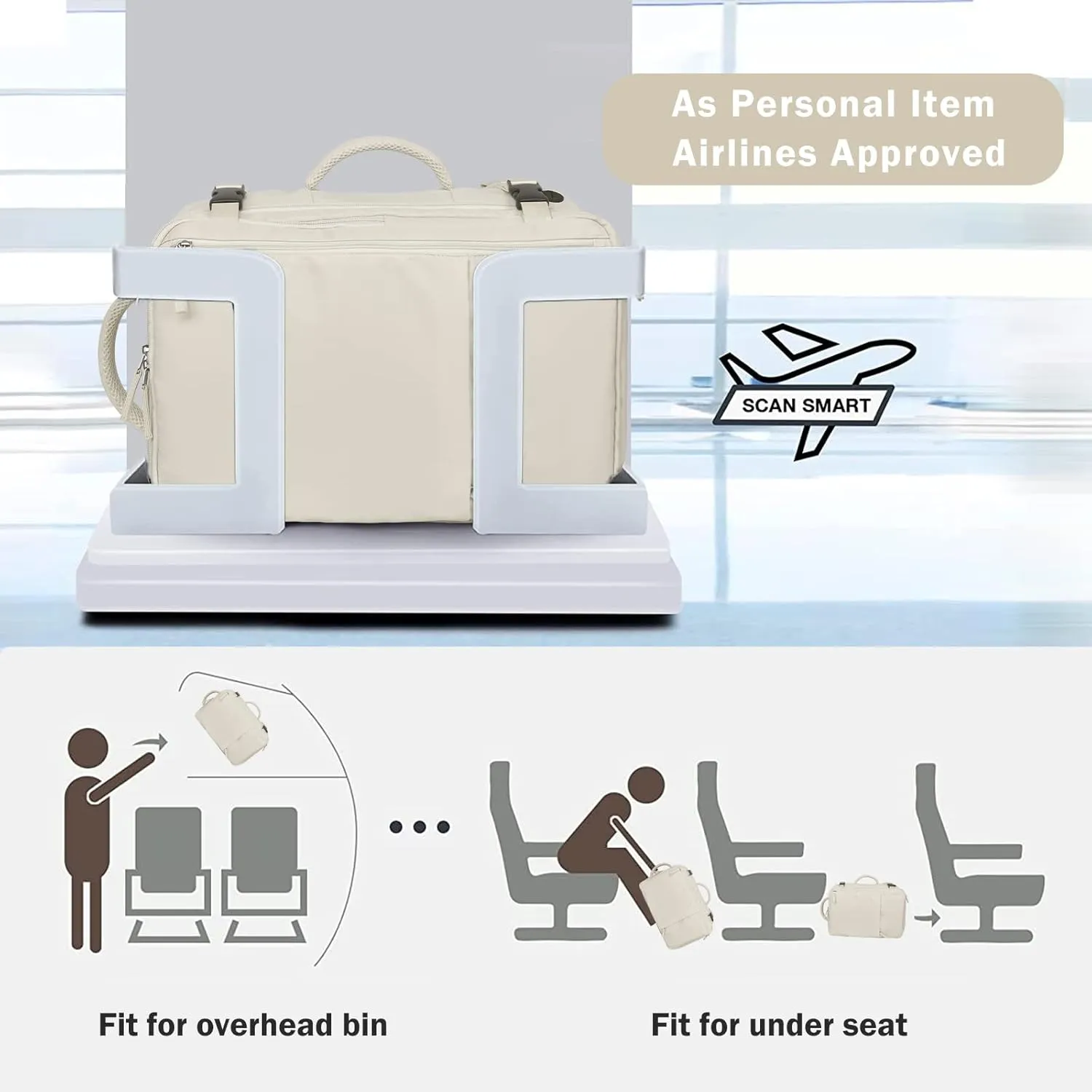 Hanples Extra Large Travel Backpack for Women, 40L Carry On, 17 Inch Laptop, Waterproof Hiking Casual Bag (Beige)