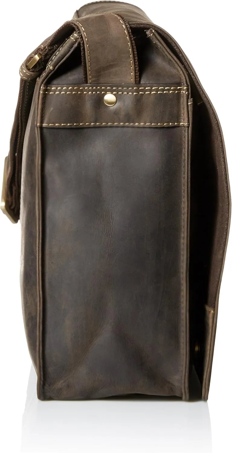 Harvard Distressed Leather Messenger Bag, Brown, One Size