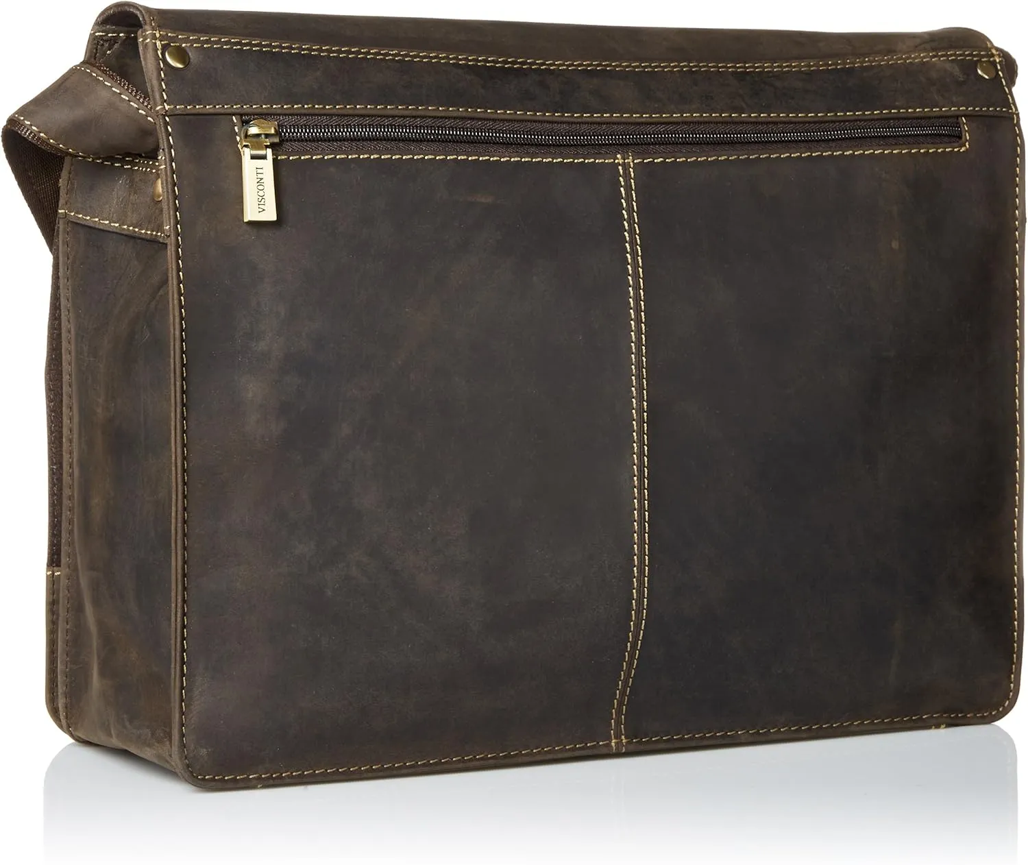Harvard Distressed Leather Messenger Bag, Brown, One Size