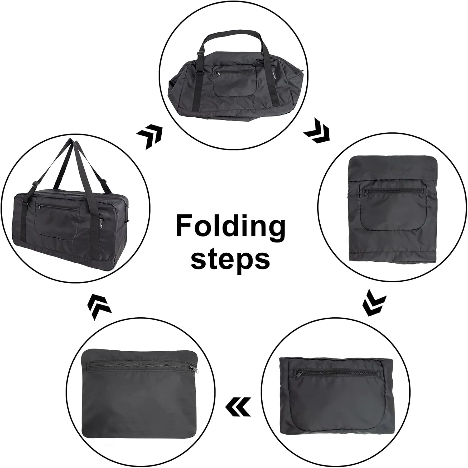 HOLYLUCK Foldable Travel Duffel Bag For Women & Men Luggage Great for Gym -55L, black