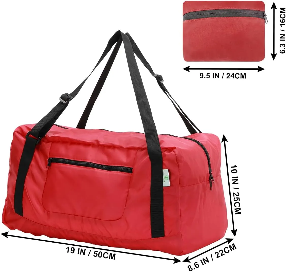 HOLYLUCK Foldable Travel Duffel Bag For Women & Men Luggage Great for Gym (Red)