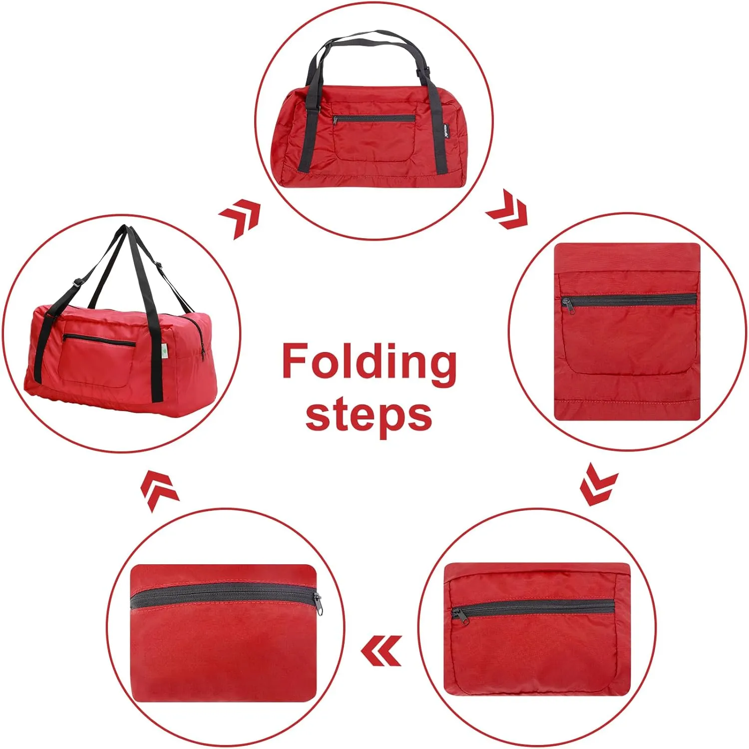 HOLYLUCK Foldable Travel Duffel Bag For Women & Men Luggage Great for Gym (Red)