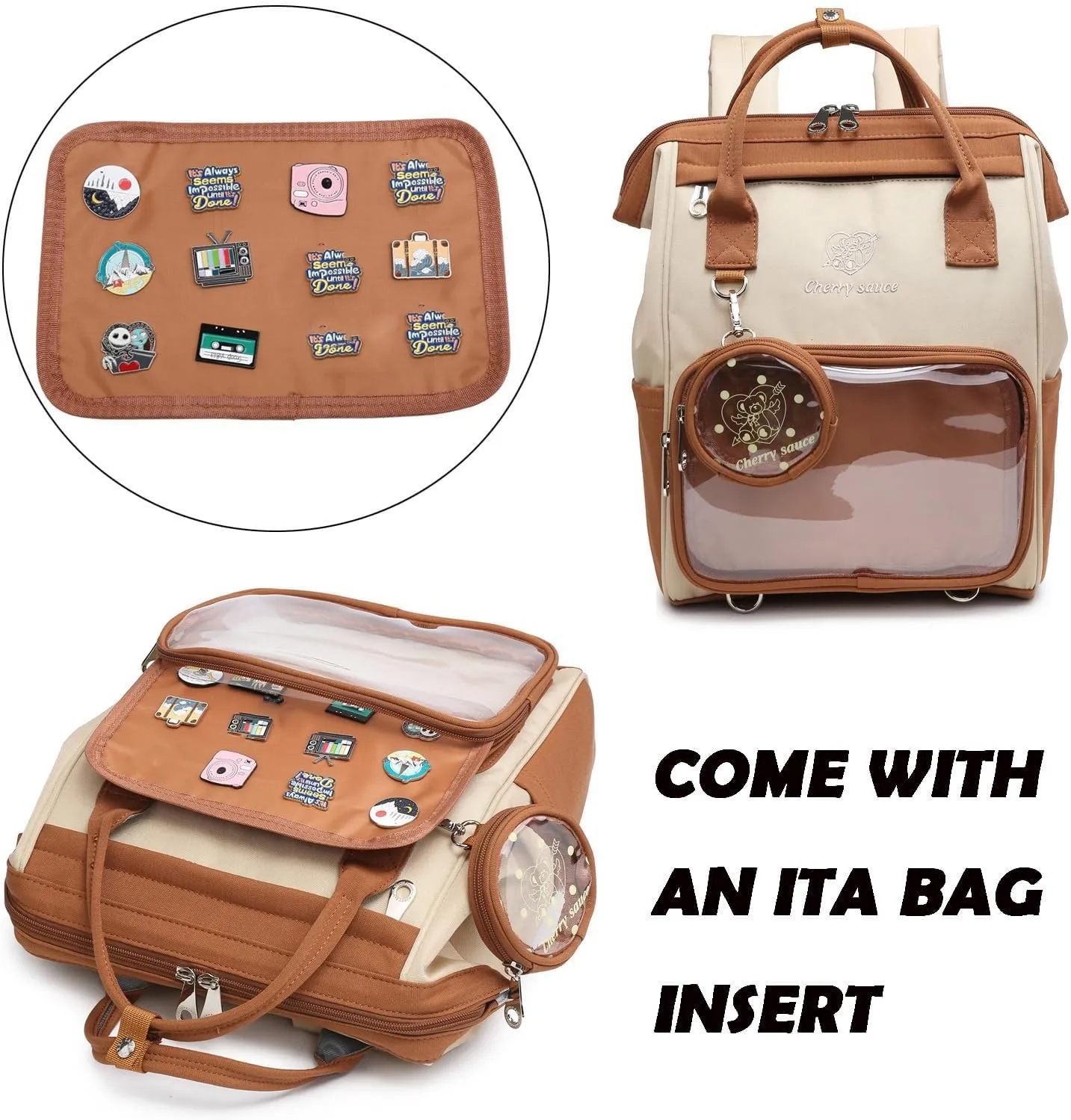 Ita Bag Pin Kawaii Cute Display Mommy Backpack for School Anime Cosplay with Insert