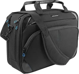 KROSER Laptop Bag 15.6 Inch Briefcase Messenger Bag Water Repellent Computer Case Shoulder Bag Durable Tablet Sleeve with RFID Pockets for Business/College/Women/Men - Black/Blue