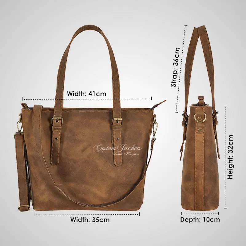 Ladies Leather Tote Bag Shoulder Laptop Bag