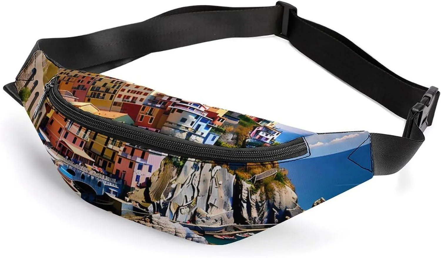 Manarola Italy - Cinque Terre Coastal Town Belt Bag Waist Bag Pouch with Adjustable Strap Crossbody Bag for Women Men