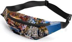 Manarola Italy - Cinque Terre Coastal Town Belt Bag Waist Bag Pouch with Adjustable Strap Crossbody Bag for Women Men
