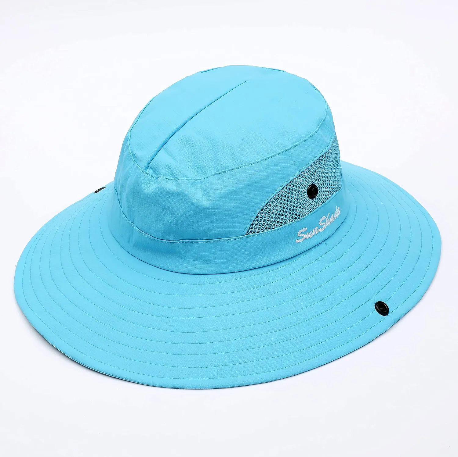 Muryobao 2 Pack Women Ponytail Summer Sun Hat UV Protection Wide Brim Foldable Safari Fishing Cap