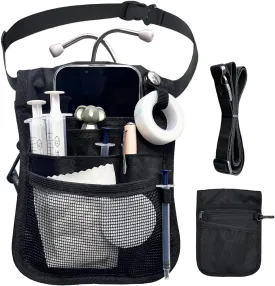 Nurse Fanny Pack for Women,Nursing Fanny Pack for Nurses,Nurse Waist Bag,Nurse Pocket Organizer with Adjustable Shoulder and Waist Strap for Medical Supplies (black)