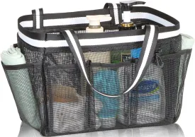 Ocim XL Portable Mesh Shower Caddy for College Dorm, Extra Large Bathroom Tote Bag for Camping Travel Gym Pool Collapsible Quick Dry for Big Full Size Shampoo Bottles, Black