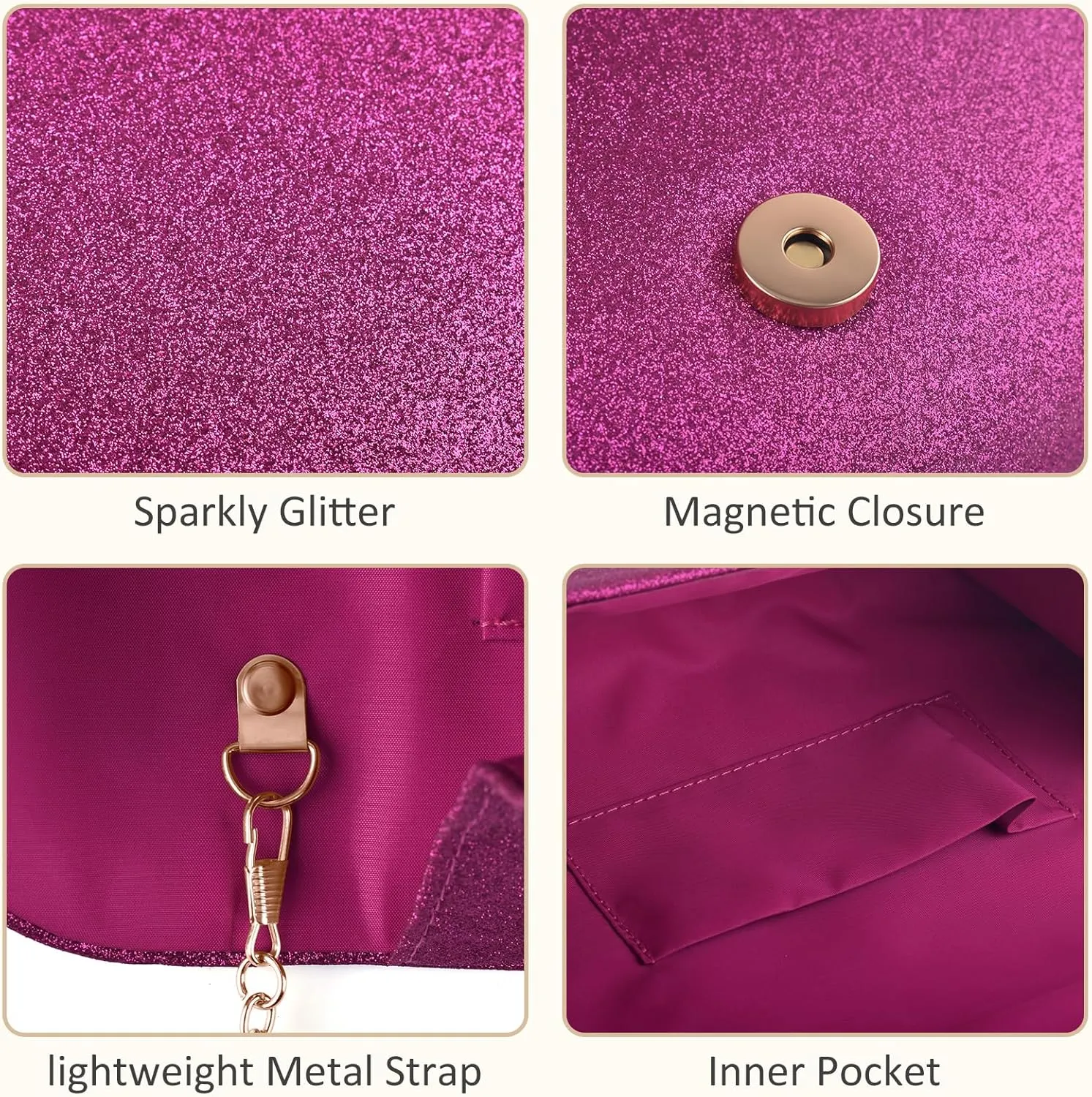 PACETAP Clutch Purses for Women, Handbags with Chain for Women Formal, Evening Bag for Wedding Party Cocktail Prom Dinner