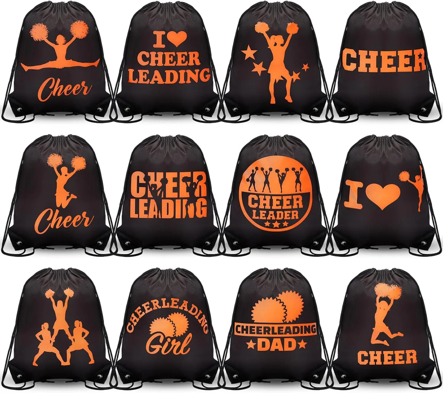 Paterr 12 Pcs Cheer Drawstring Backpack Cheerleaders Drawstring Gym String Bag Sports Gifts for Women Men