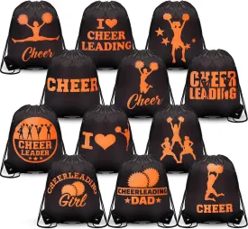 Paterr 12 Pcs Cheer Drawstring Backpack Cheerleaders Drawstring Gym String Bag Sports Gifts for Women Men