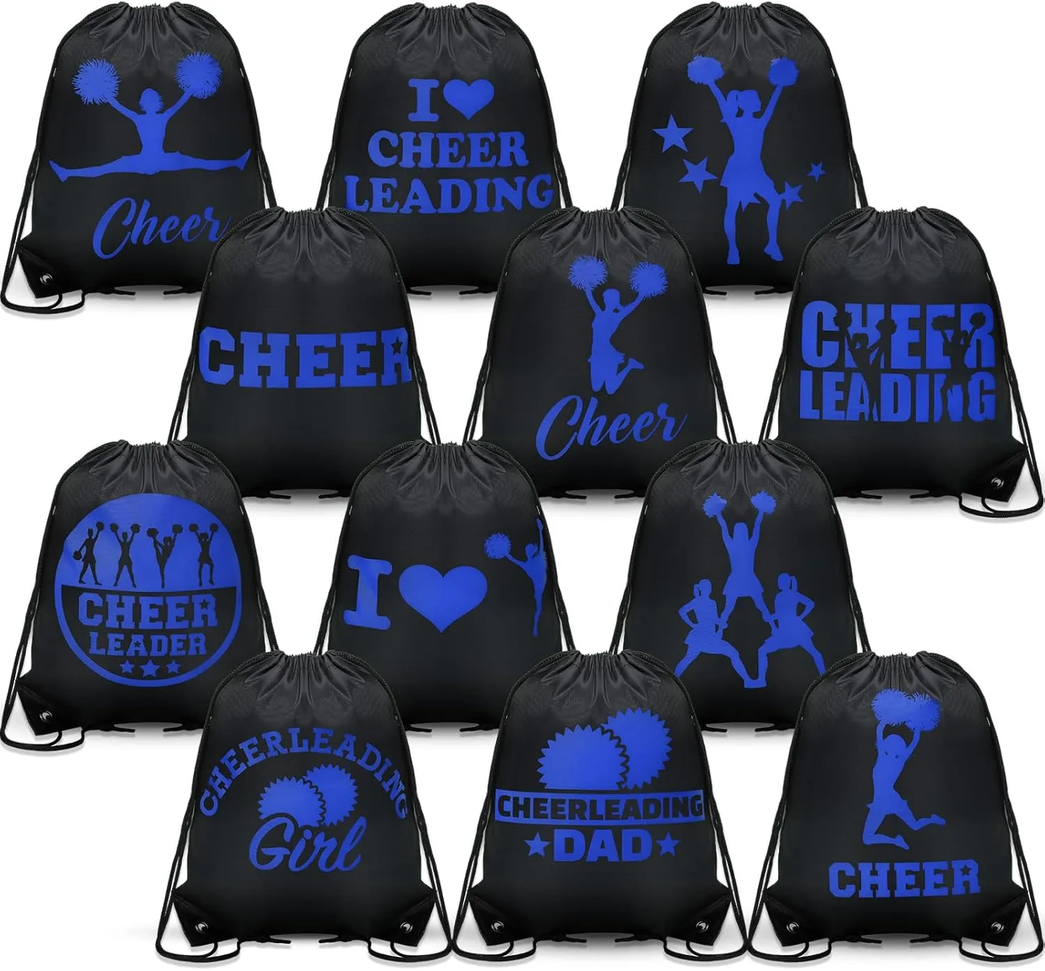 Paterr 12 Pcs Cheer Drawstring Backpack Cheerleaders Drawstring Gym String Bag Sports Gifts for Women Men