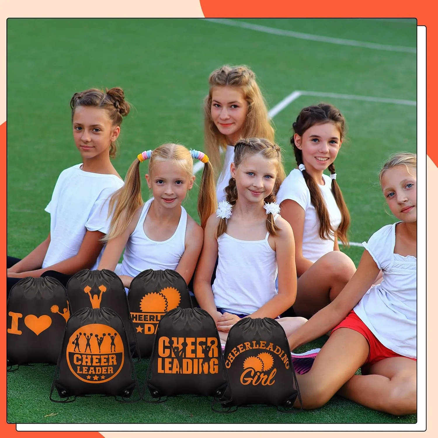 Paterr 12 Pcs Cheer Drawstring Backpack Cheerleaders Drawstring Gym String Bag Sports Gifts for Women Men