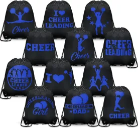 Paterr 12 Pcs Cheer Drawstring Backpack Cheerleaders Drawstring Gym String Bag Sports Gifts for Women Men