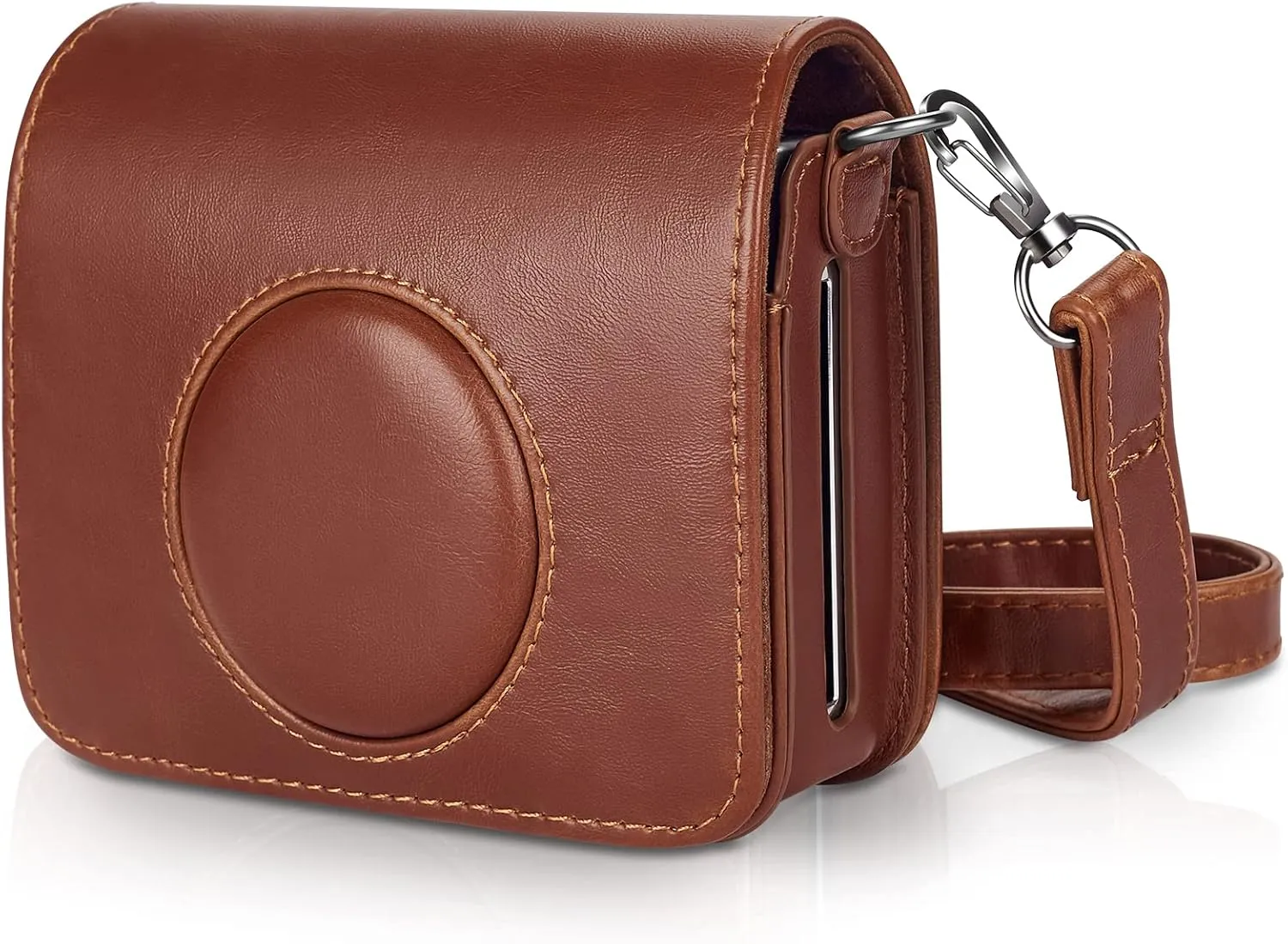 Phetium Protective Case Compatible with Fujifilm Instax Mini EVO Hybrid Instant Camera-PU Leather Bag with Adjustable Shoulder Strap (Brown-I)
