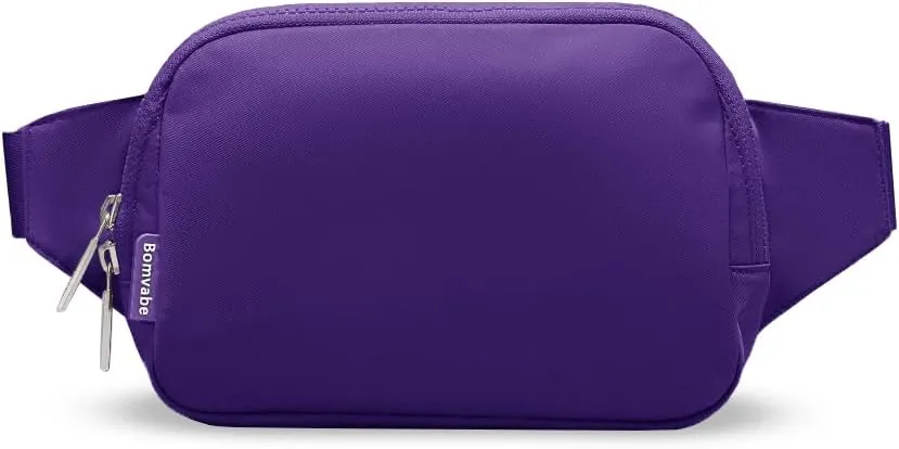 Purple Fanny Pack for Women with Extender Strap 53", 2-Way Zipper Everywhere Belt Bag 1L, Fashion Waist Bag for Mothers Day Gifts, Crossbody Bag for Travel Gym Running Hiking Cycling