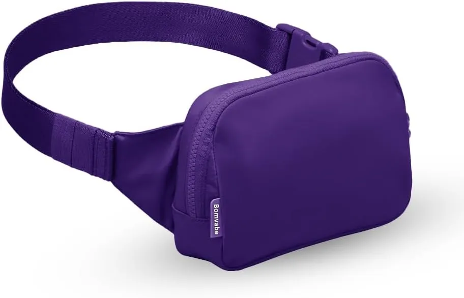 Purple Fanny Pack for Women with Extender Strap 53", 2-Way Zipper Everywhere Belt Bag 1L, Fashion Waist Bag for Mothers Day Gifts, Crossbody Bag for Travel Gym Running Hiking Cycling