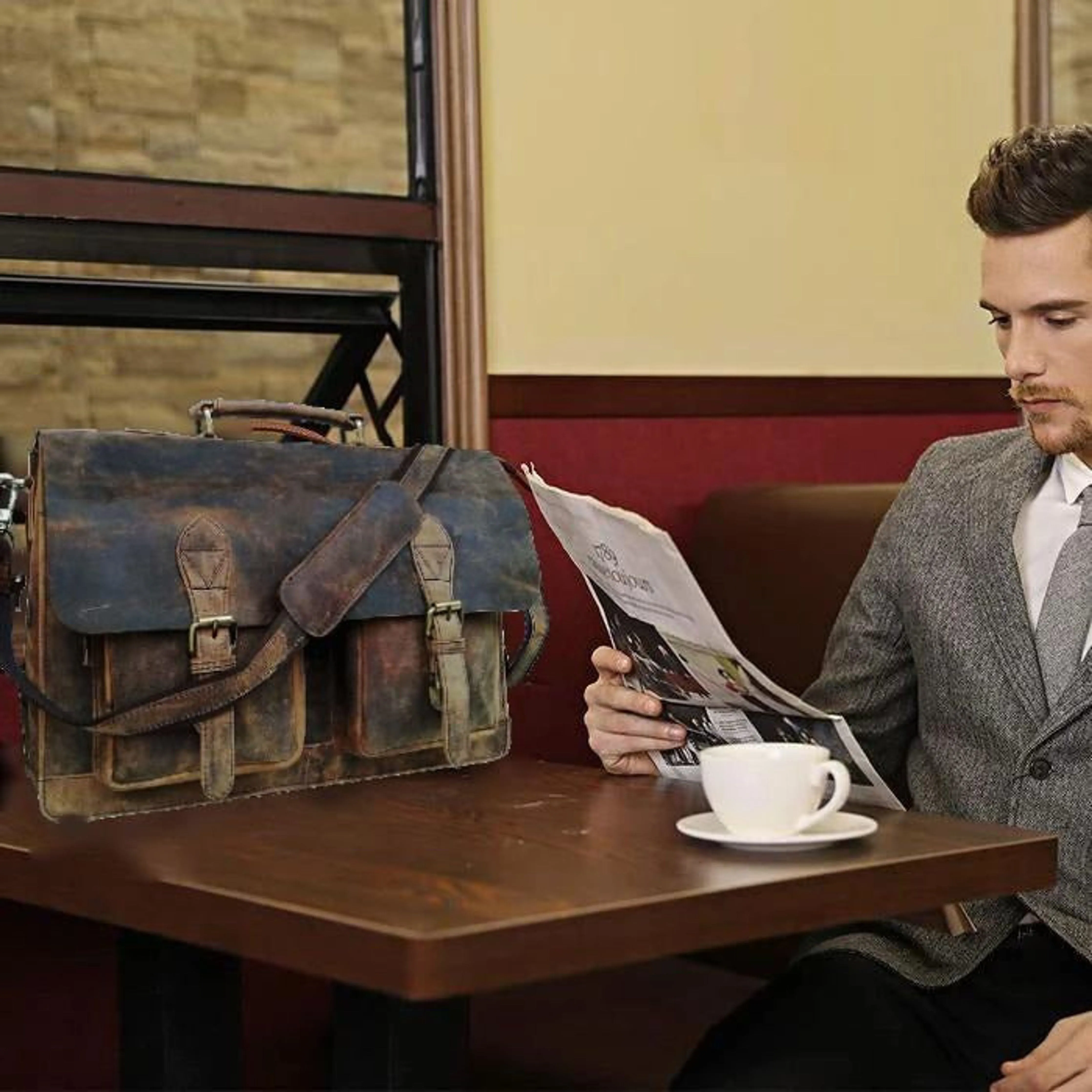 Retro Buffalo Leather Briefcase