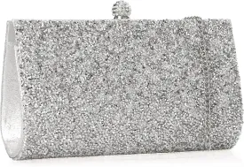 Rhinestone Clutch Purse for Women Crystal Evening Bag Wedding Prom Party, Silver