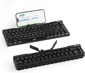 RK ROYAL KLUDGE F68 60% Foldable Low Profile Mechanical Keyboard, Wireless Mechanical Keyboard with Aluminum Body, Built-in Stand Holder, White Backlit, 68 Keys, Tactile Brown Switch