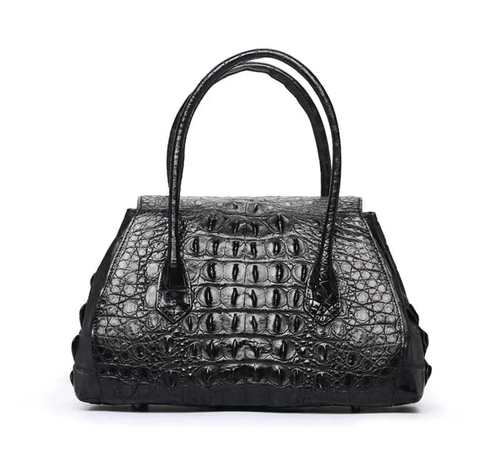 Rossie Viren Exotic Crocodile Leather Top Handle Satchel Shoulder  Bag For Women