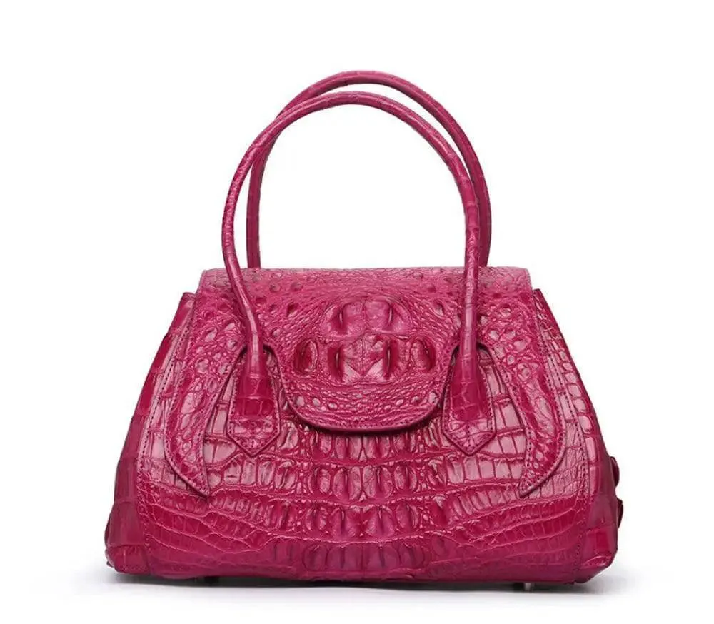 Rossie Viren Exotic Crocodile Leather Top Handle Satchel Shoulder  Bag For Women