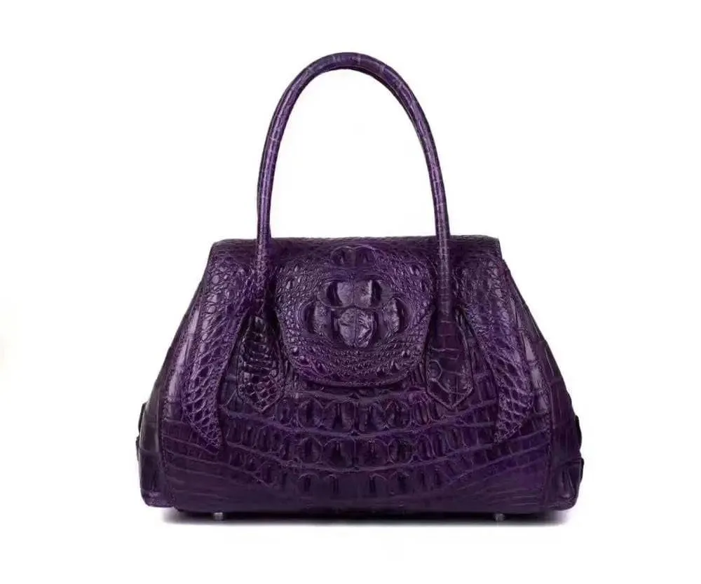 Rossie Viren Exotic Crocodile Leather Top Handle Satchel Shoulder  Bag For Women