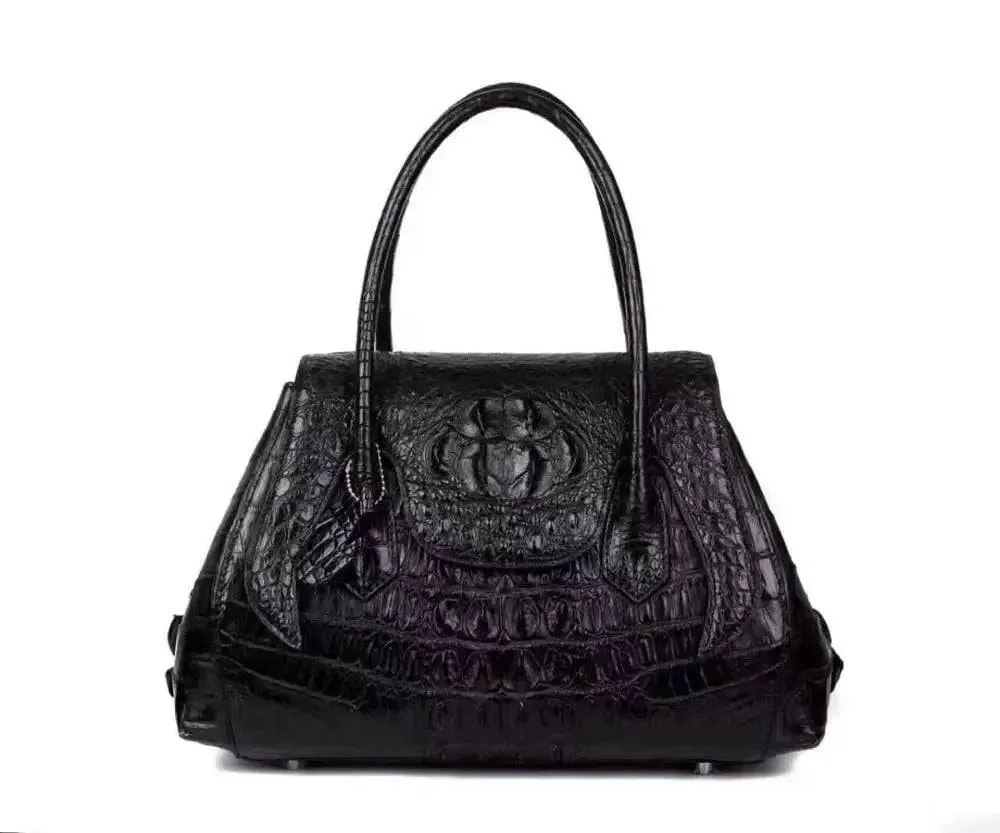 Rossie Viren Exotic Crocodile Leather Top Handle Satchel Shoulder  Bag For Women