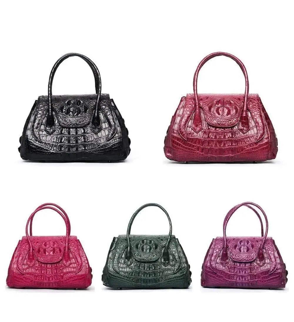 Rossie Viren Exotic Crocodile Leather Top Handle Satchel Shoulder  Bag For Women