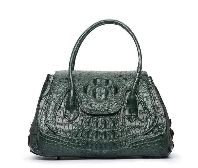 Rossie Viren Exotic Crocodile Leather Top Handle Satchel Shoulder  Bag For Women