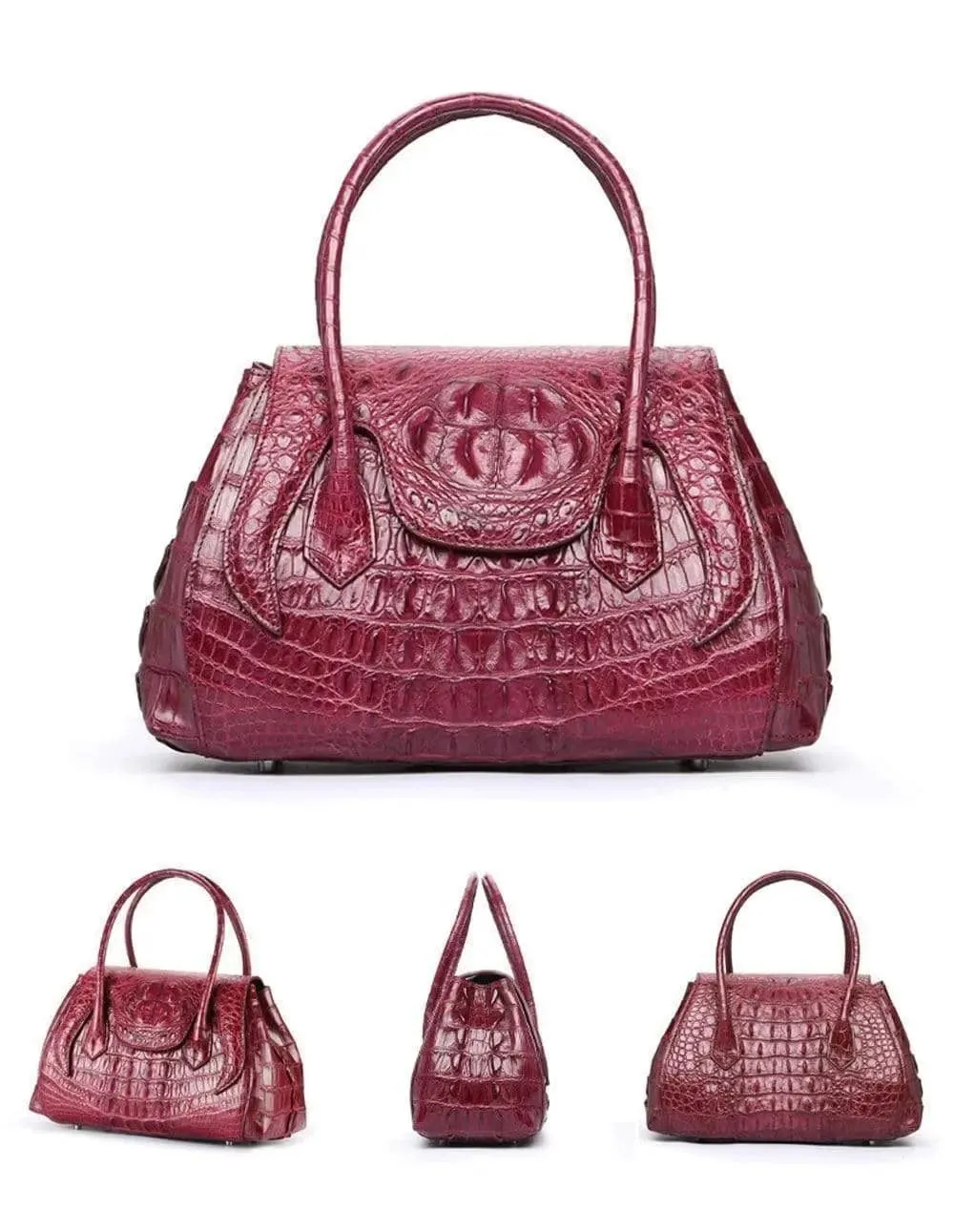 Rossie Viren Exotic Crocodile Leather Top Handle Satchel Shoulder  Bag For Women