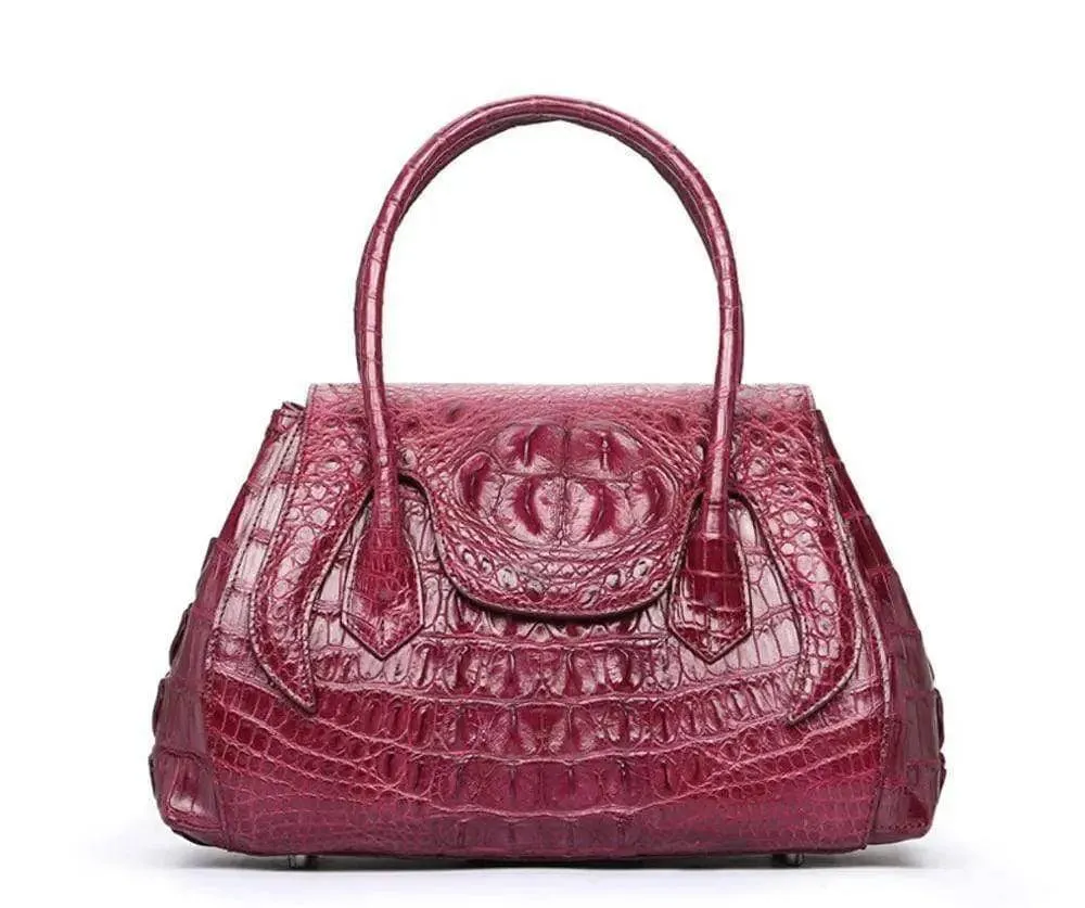 Rossie Viren Exotic Crocodile Leather Top Handle Satchel Shoulder  Bag For Women
