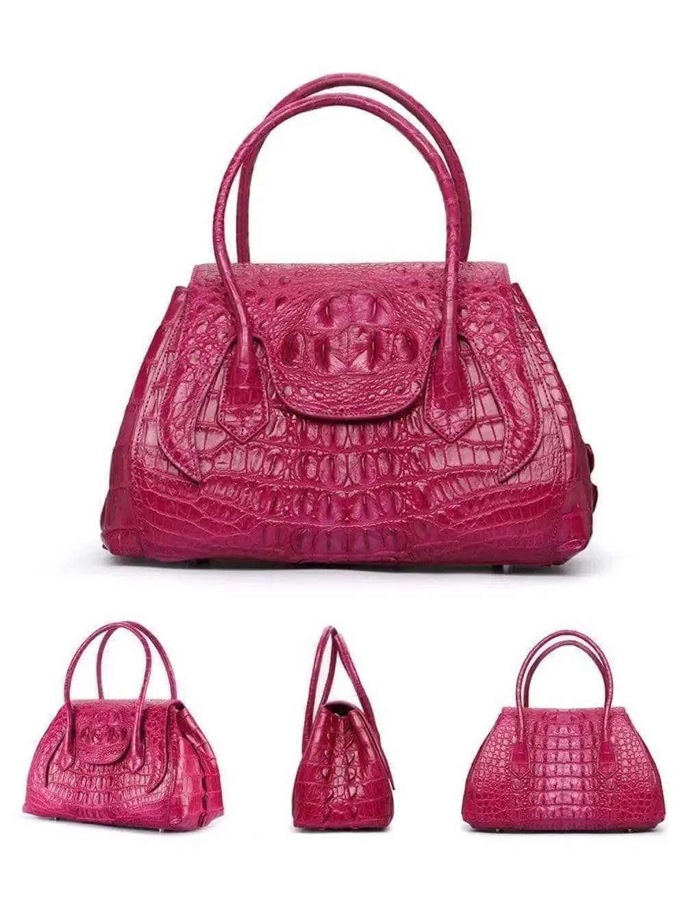 Rossie Viren Exotic Crocodile Leather Top Handle Satchel Shoulder  Bag For Women