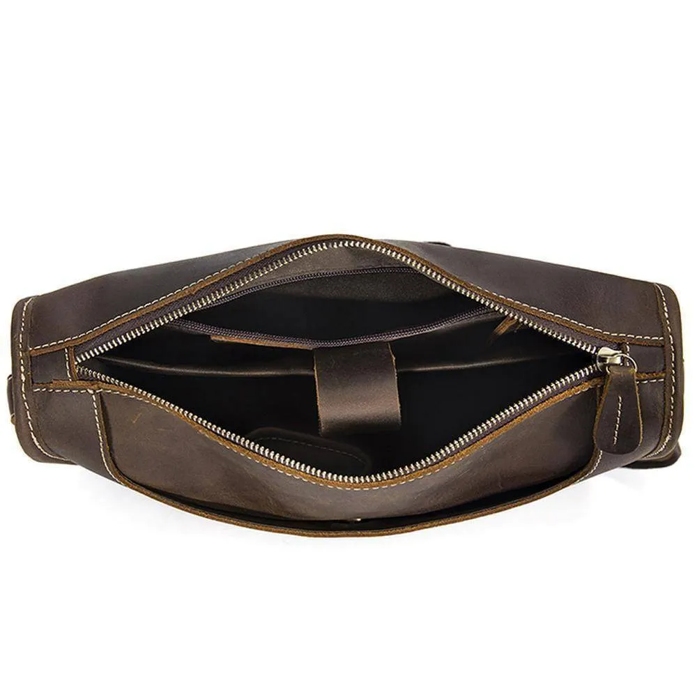Rossie Viren  Men's Vintage  Leather Satchel Messenger Crossbody Bag