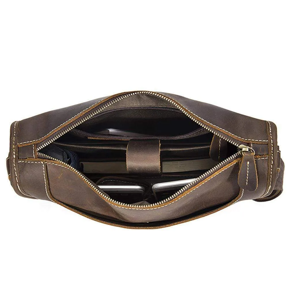 Rossie Viren  Men's Vintage  Leather Satchel Messenger Crossbody Bag