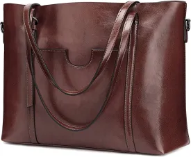 S-ZONE Women Genuine Leather Top Handle Satchel Daily Work Tote Shoulder Bag