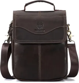 Small Leather Messenger Bag for Men Genuine Leather Crossbody Shoulder Bag Men Purse Man Bag with Multiple Pockets