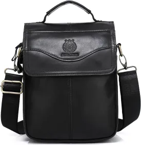 Small Leather Messenger Bag for Men Genuine Leather Crossbody Shoulder Bag Men Purse Man Bag with Multiple Pockets