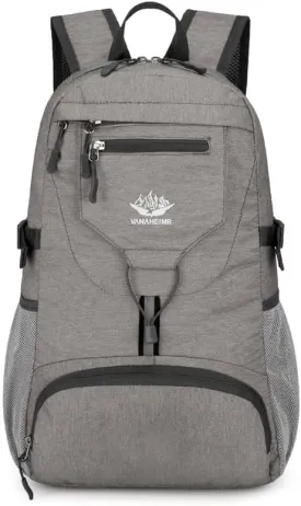 Small lightweight Packable Backpack :20 litre ultra-light foldable hiking camping backpack men's and women's daily bags (gray), 0.29KG