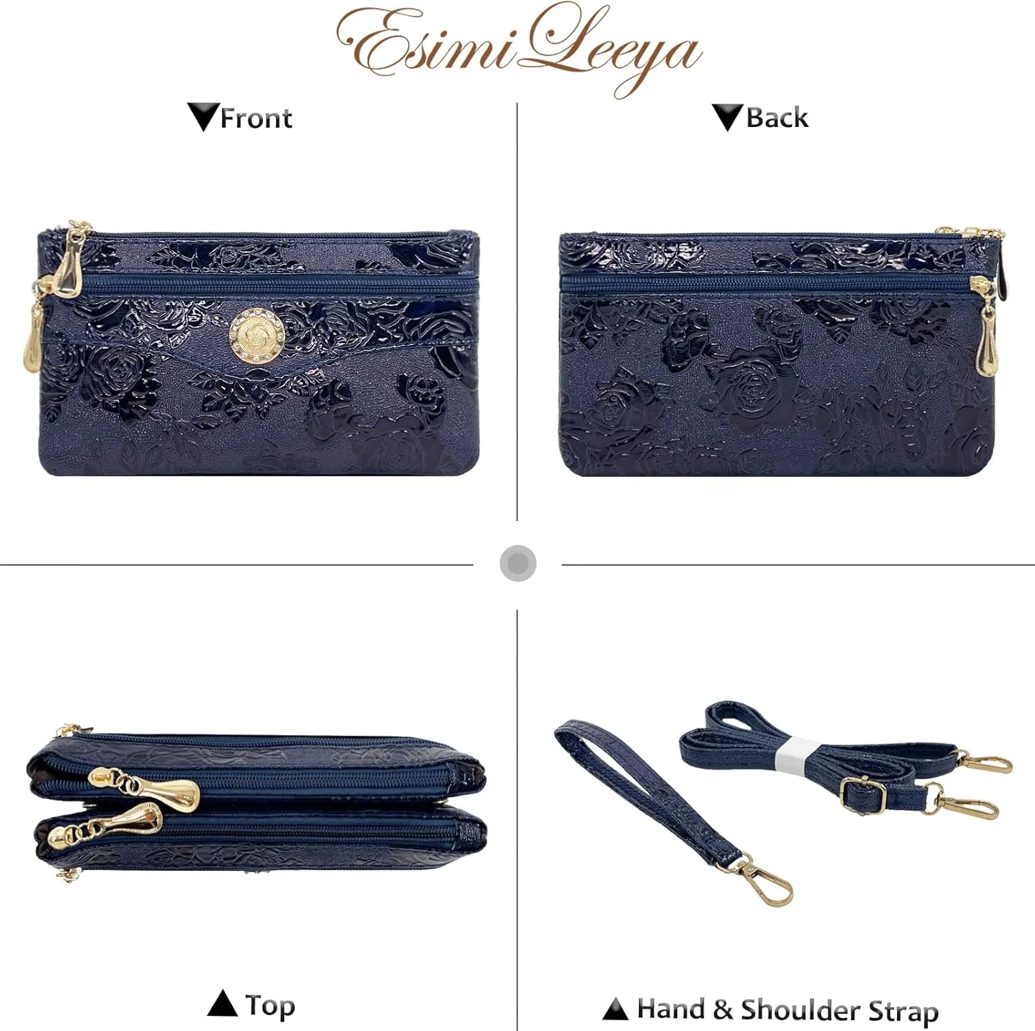 Small Shoulder Bag for Women Wallets for Women with 2 Straps(Shoulder and Wristlet Straps)