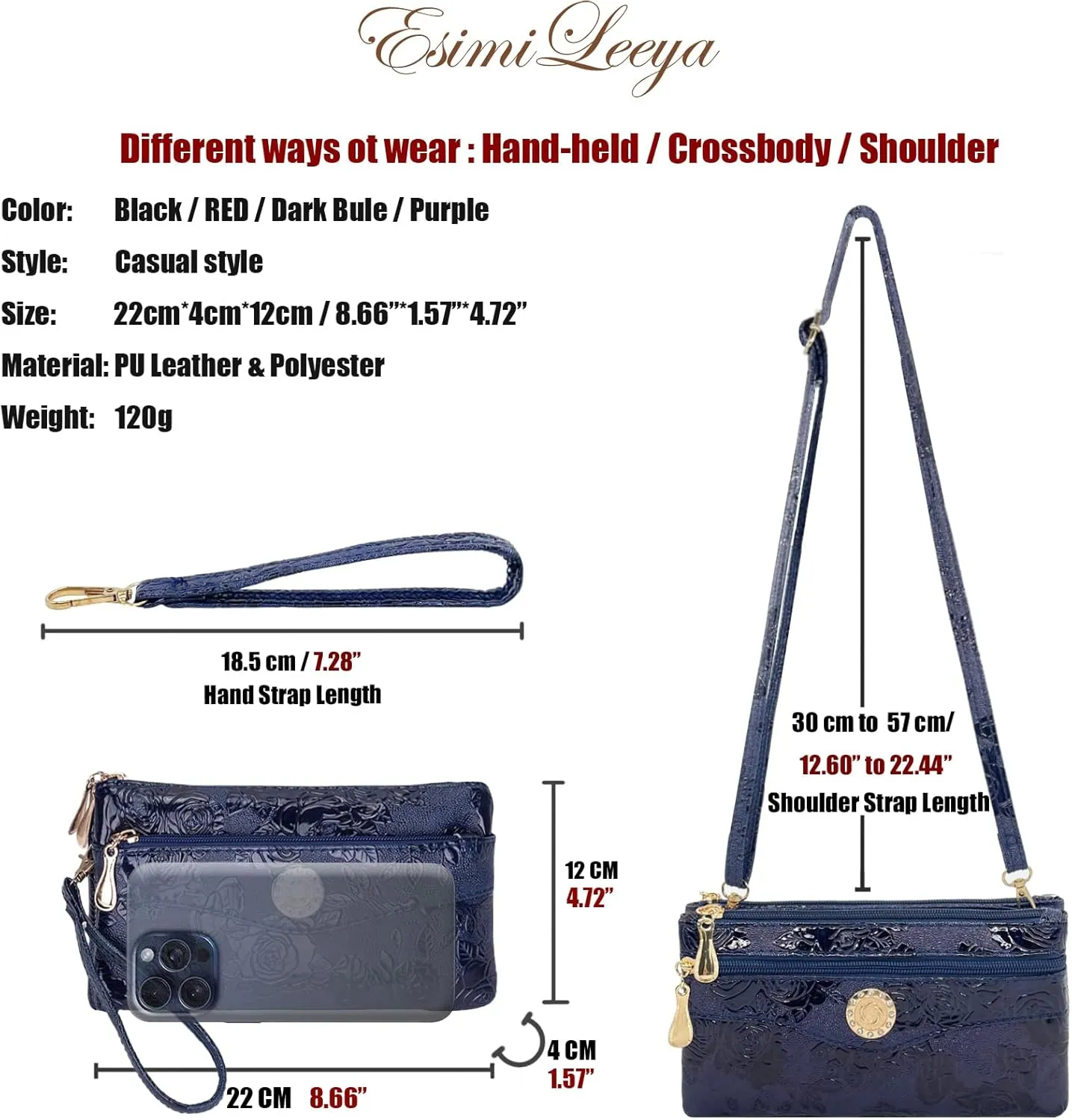 Small Shoulder Bag for Women Wallets for Women with 2 Straps(Shoulder and Wristlet Straps)