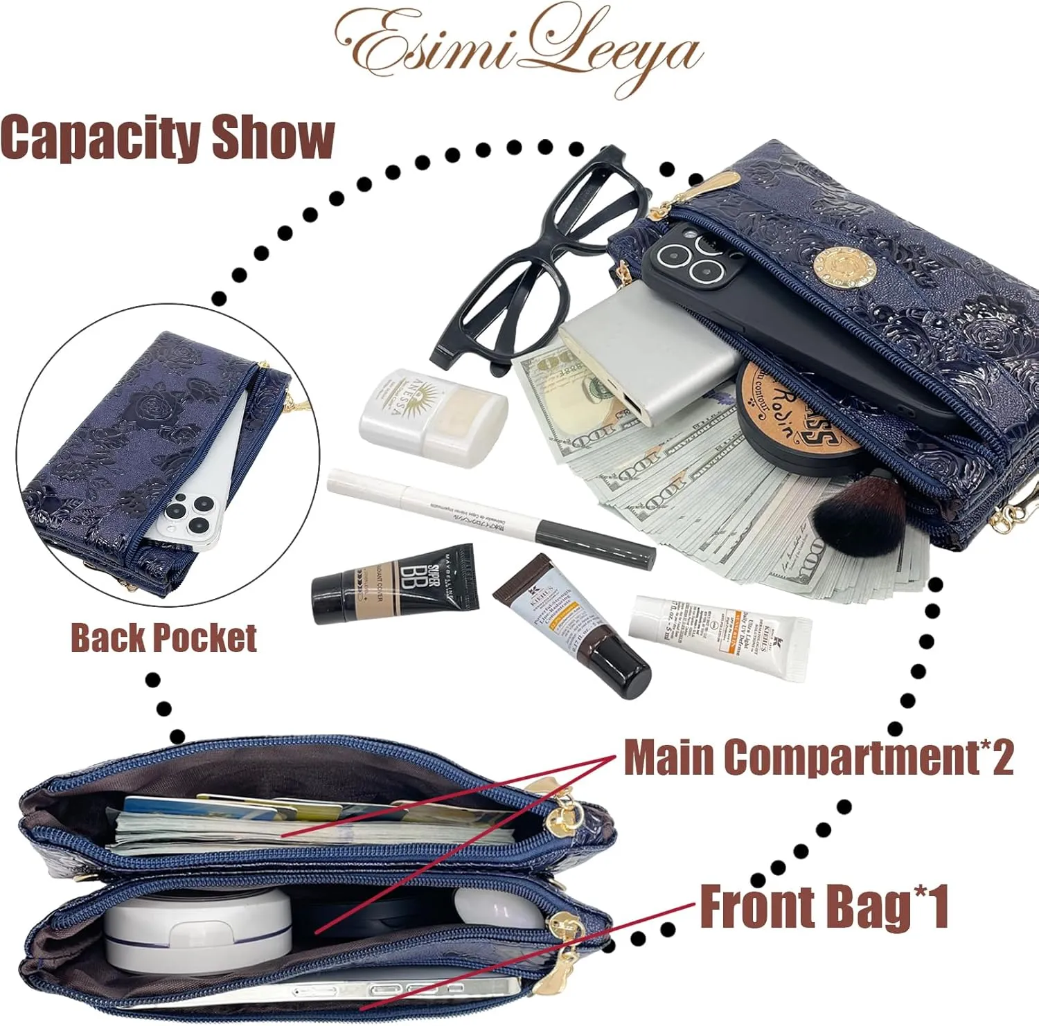 Small Shoulder Bag for Women Wallets for Women with 2 Straps(Shoulder and Wristlet Straps)